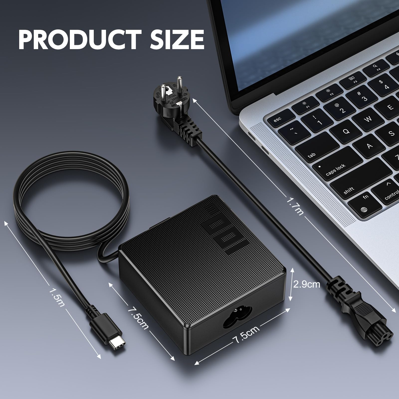 shefor Zasilacz USB C, 100 W, szybka ładowarka do Lenovo, HP, Dell, MacBook Pro, ASUS, Acer, Samsung, Huawei, Xiaomi Air, typ C, ładowarka do laptopa 20 V, 5 A