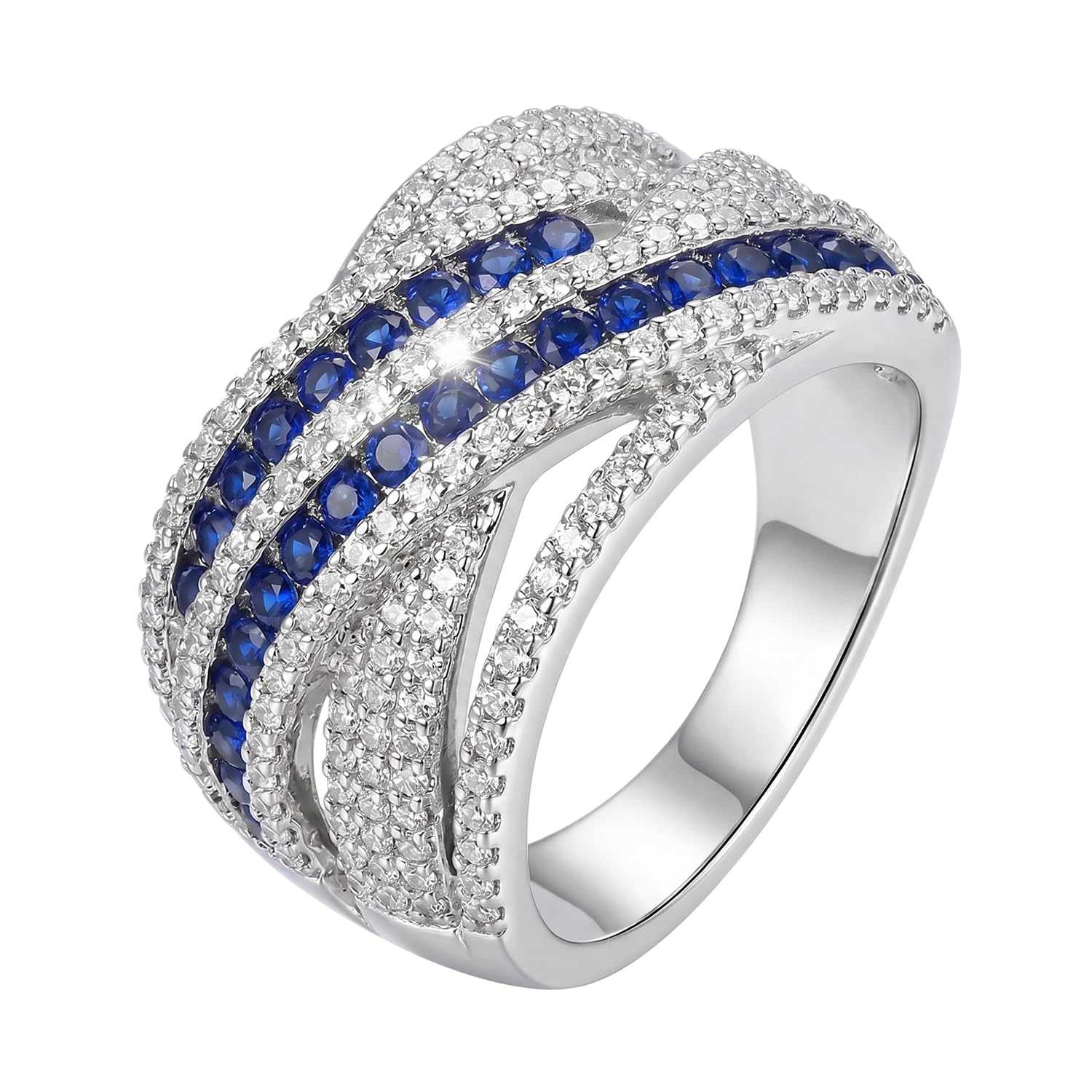Blue Silver Plated Stylish Finger Ring for Women & Girls US 7 | Cubic Zirconia Studded | Anniversary Festive & Casual Wear Jewellery | Gift for Her-image-25