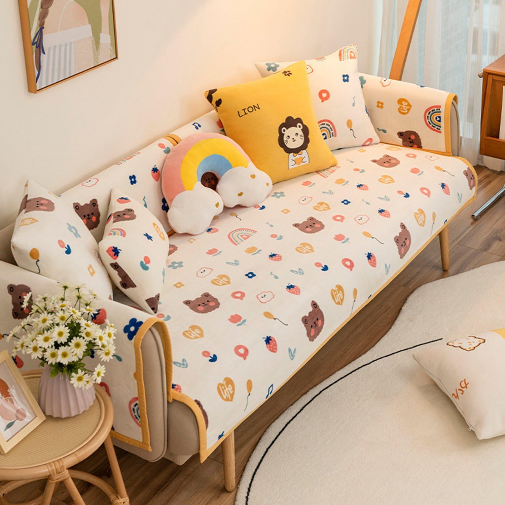 Amazon｜ソファカバー 冬 マルチカバー モコモコ 厚手 かわいい 
