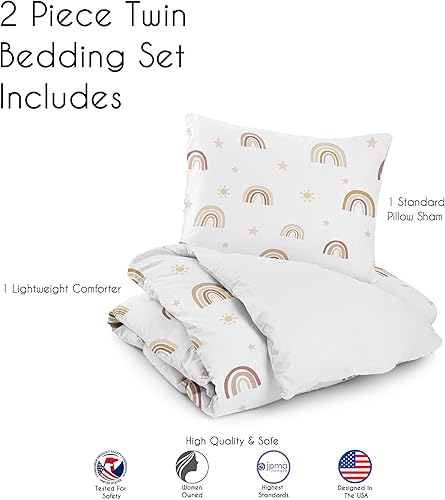 Miniatura 5 de Sweet Jojo Designs Juego de edredón individual de 2 piezas (arcoíris bohemio rosa) para niñas, niños, ropa de cama para niños, ropa de cama en una