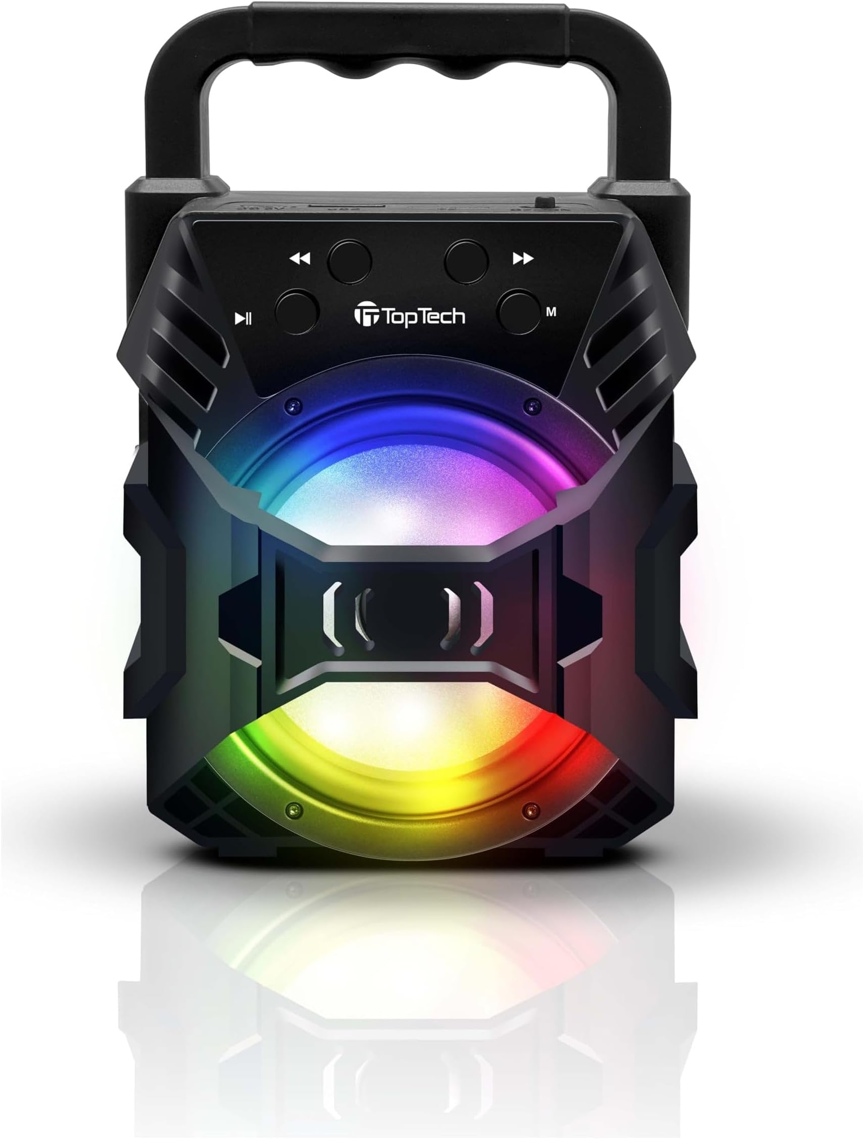 TOPTECH Audio Blade-4 400W Bluetooth Speaker, Portable 3-Inch Wireless Speaker with LED Lights, TWS Functionality, Karaoke Mode, 6-Hour Rechargeable Battery, USB Drive, TF Card, AUX, FM Radio, Black
