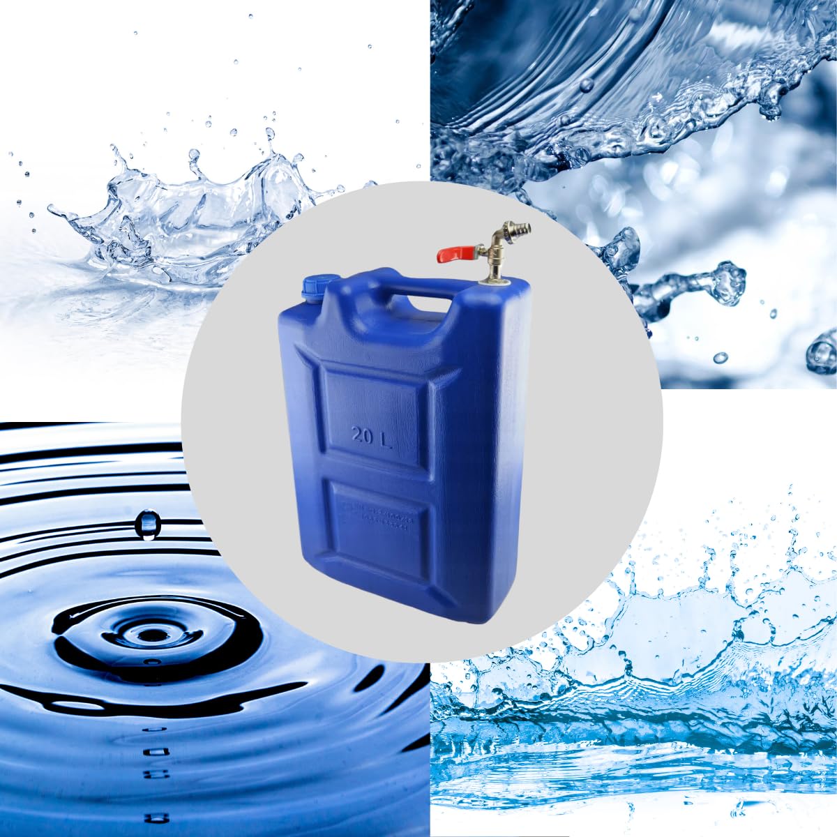 Bidón de agua de 20 l de plástico, depósito de agua con grifo, bidón de agua potable, depósito de agua, bidón de plástico, para casa, jardín, coche y camping, etc., cierre hermético