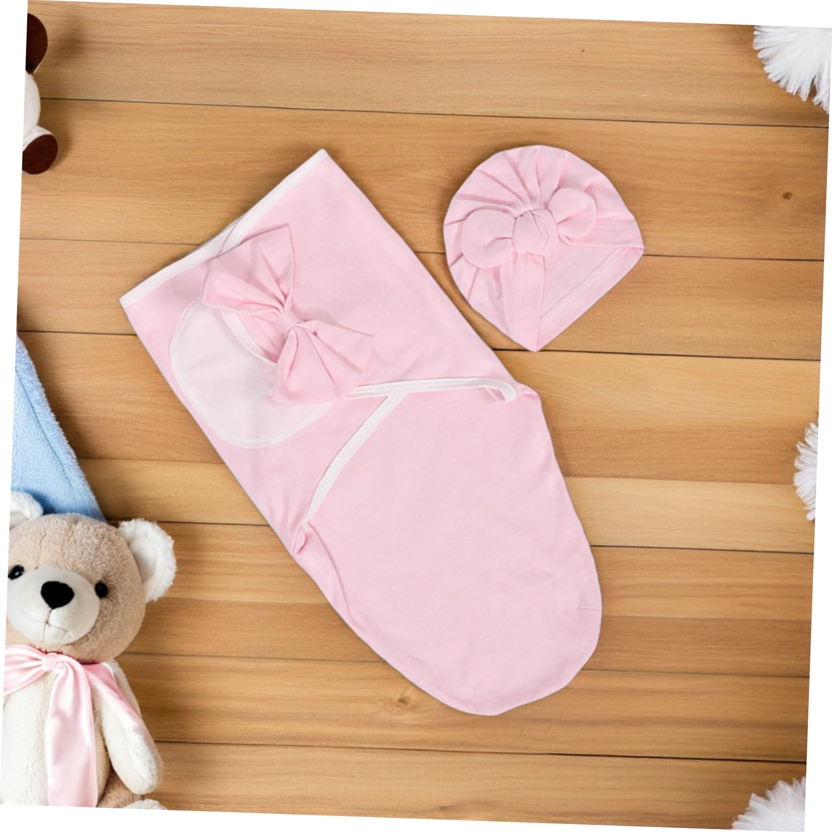 BESTonZON Couverture D’emmaillotage Bébé Fille Nœud, Lot de 3 Set de Sets
