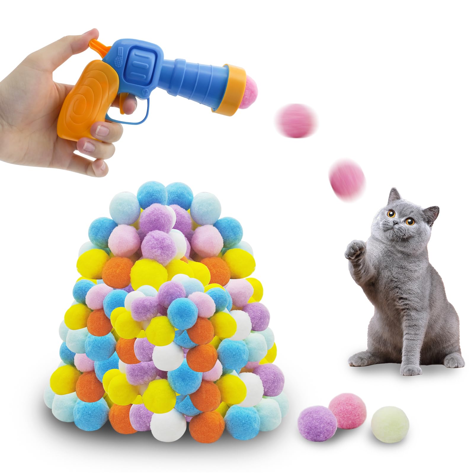 Balles de jouets pour chat avec lanceur pour stopper l'ennui des chats d'intérieur