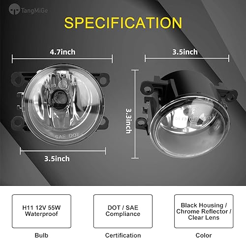 Miniatura 3 de TangMiGe Lámparas antiniebla para Nissan Honda, Ford, Acura, Subaru, Suzuki, Lincoln, Jaguar, accesorios para conducción, luz antiniebla, repuesto