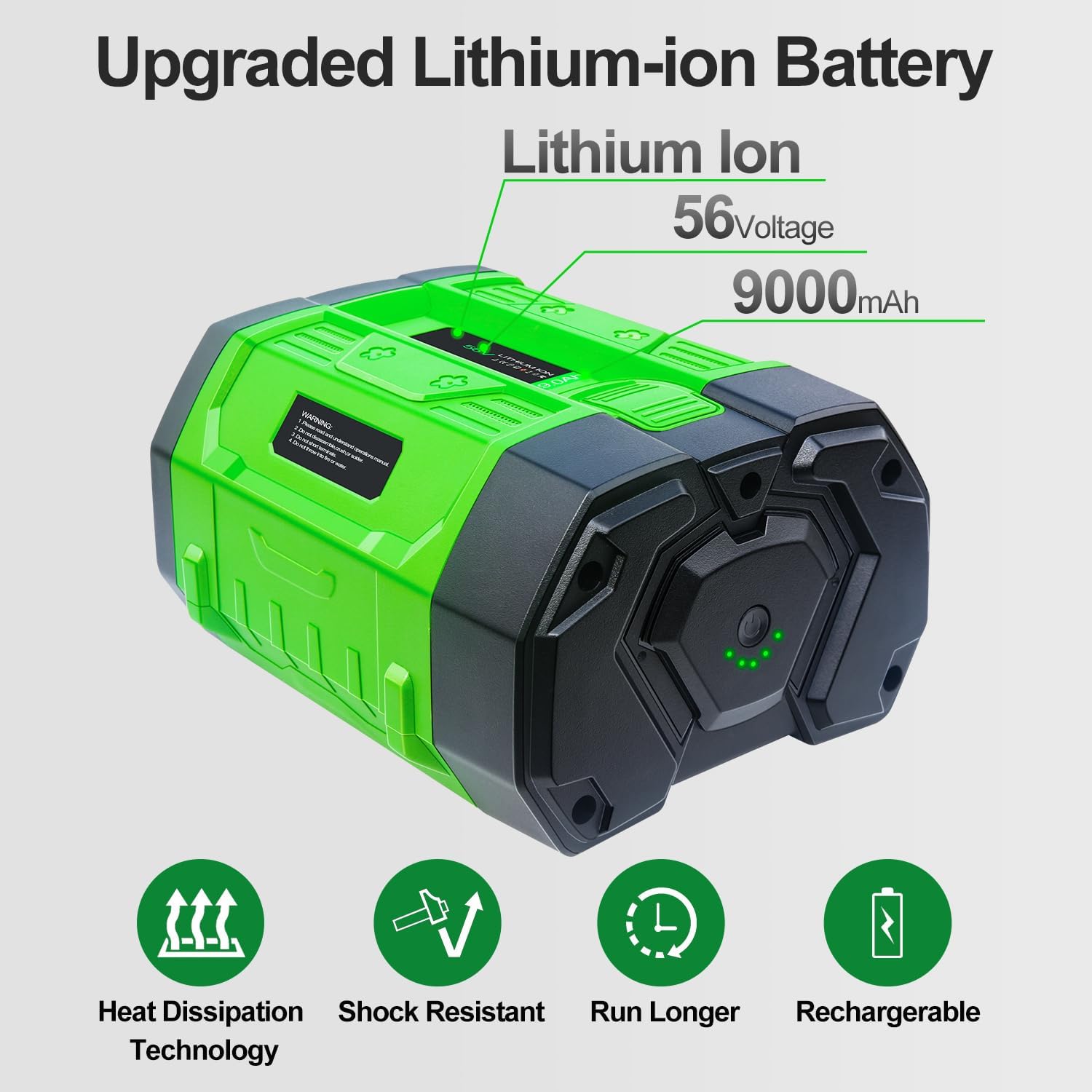 DTK 2 Packs Updated Replacement for EGO 56V Battery 9000mAh Cordless Tool 504Wh BA4200 BA4200T Lithium ion 9.0AH - Image 2