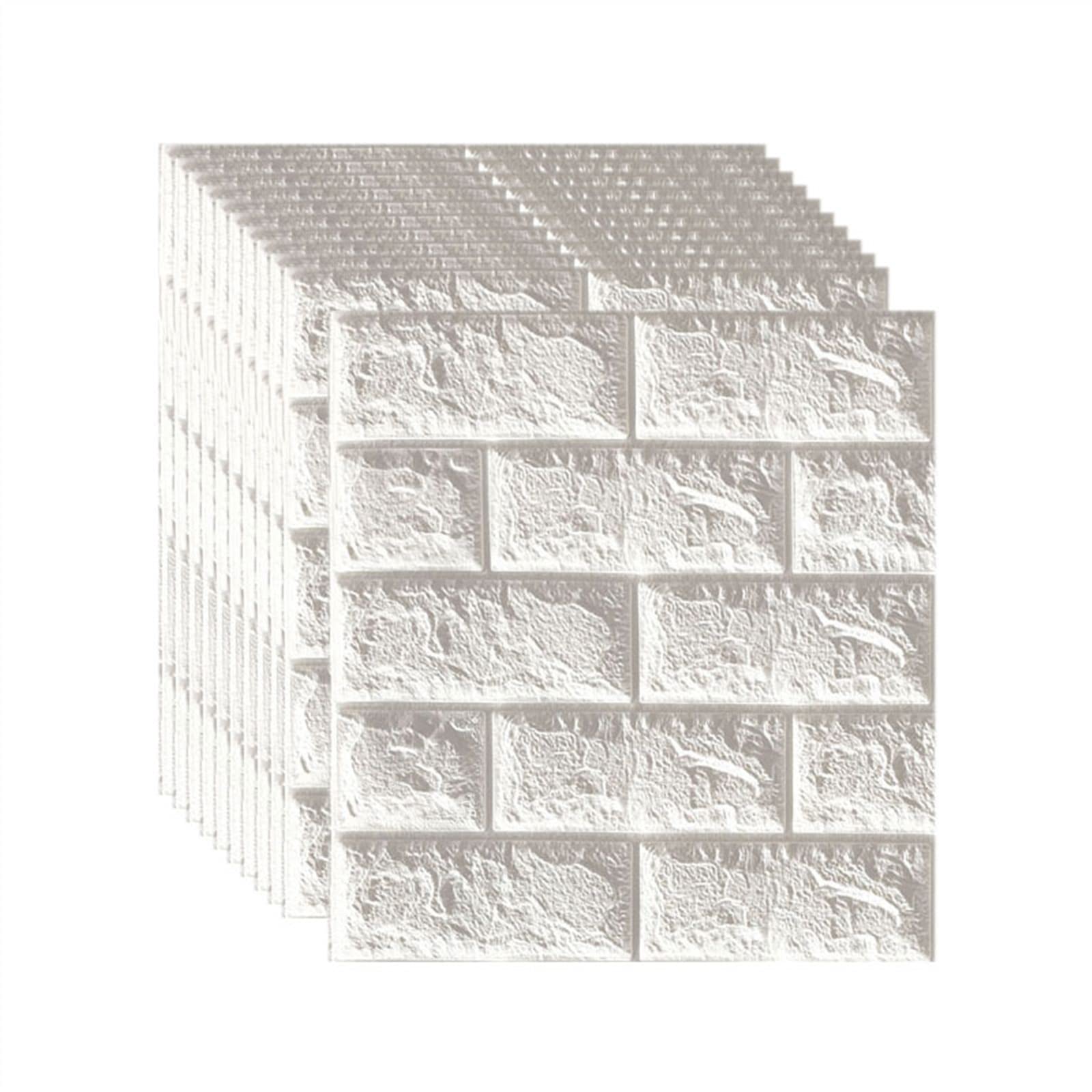 wall Panels， 3D Wall Panels for Interior Decor 20pcs Peel and Stick Self Adhesive Wallpaper Living Room Bedroom(Wit,7mm [35x38cm])
