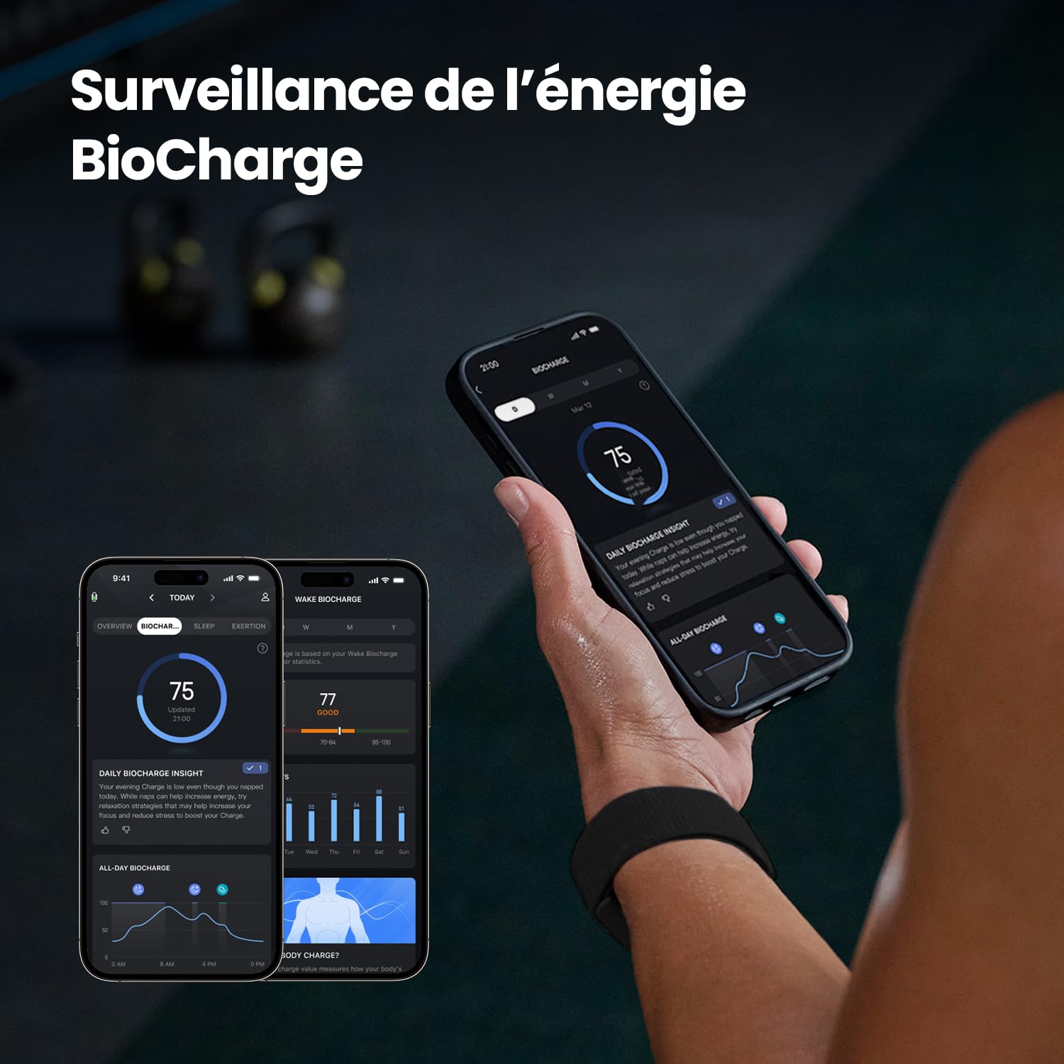 Amazfit Helio Strap Bracelet d'Activité, Suivi Sommeil & Cardio, 10 Jours Batterie, 50+ Modes de Sport, Musculation, Course Hyrox, Aucun Abonnement Requis, Tracker d’Activité pour Android et iOS
