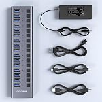 Powered USB 3.2 Hub, ACASIS 16 Ports USB 3.2 Hub with 10Gbps Data Speed,Aluminum Housing, USB Hub Powered with 96W Power Adapter, USB Hub for PC/Laptop, Computer, Flash Drive, Printer, Camera