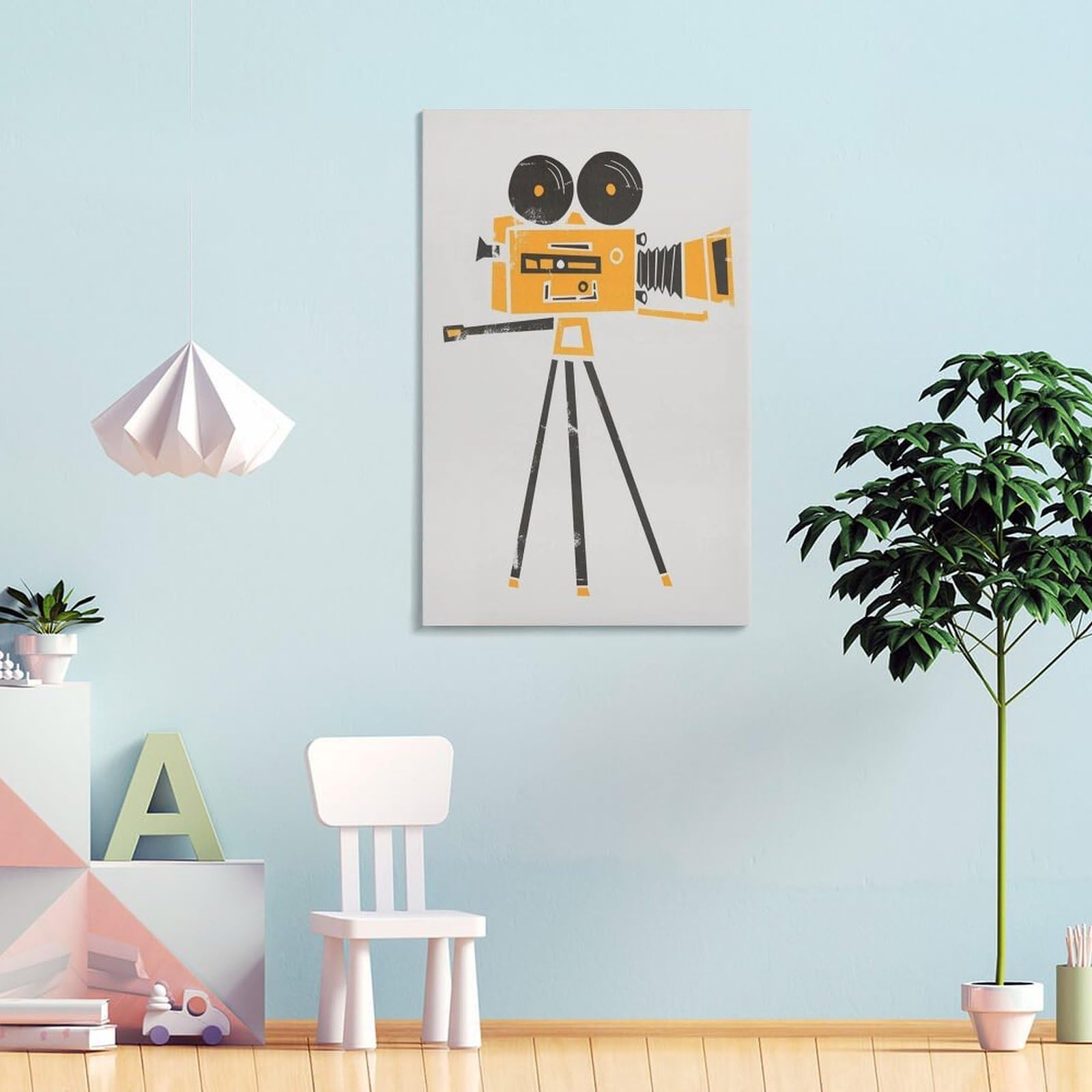 QOGDAF Póster de lienzo con cámara cine, decoración de dormitorio, paisaje, oficina, habitación, regalo, 40 x 60 cm