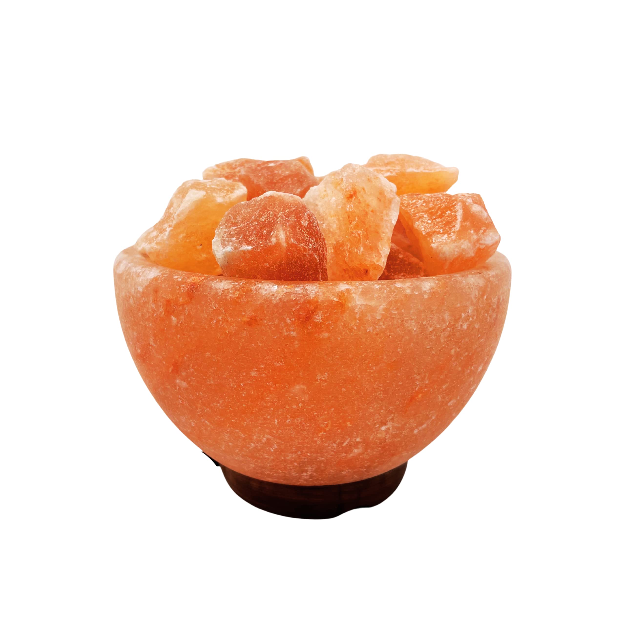Himalayan Salt Bowl Lamp with Salt Chunks, Dimmer, ETL Certified, Home/Office Decor, Subtle Amber Lighting, Mood Lighting (Round Bowl with Natural Chunks)