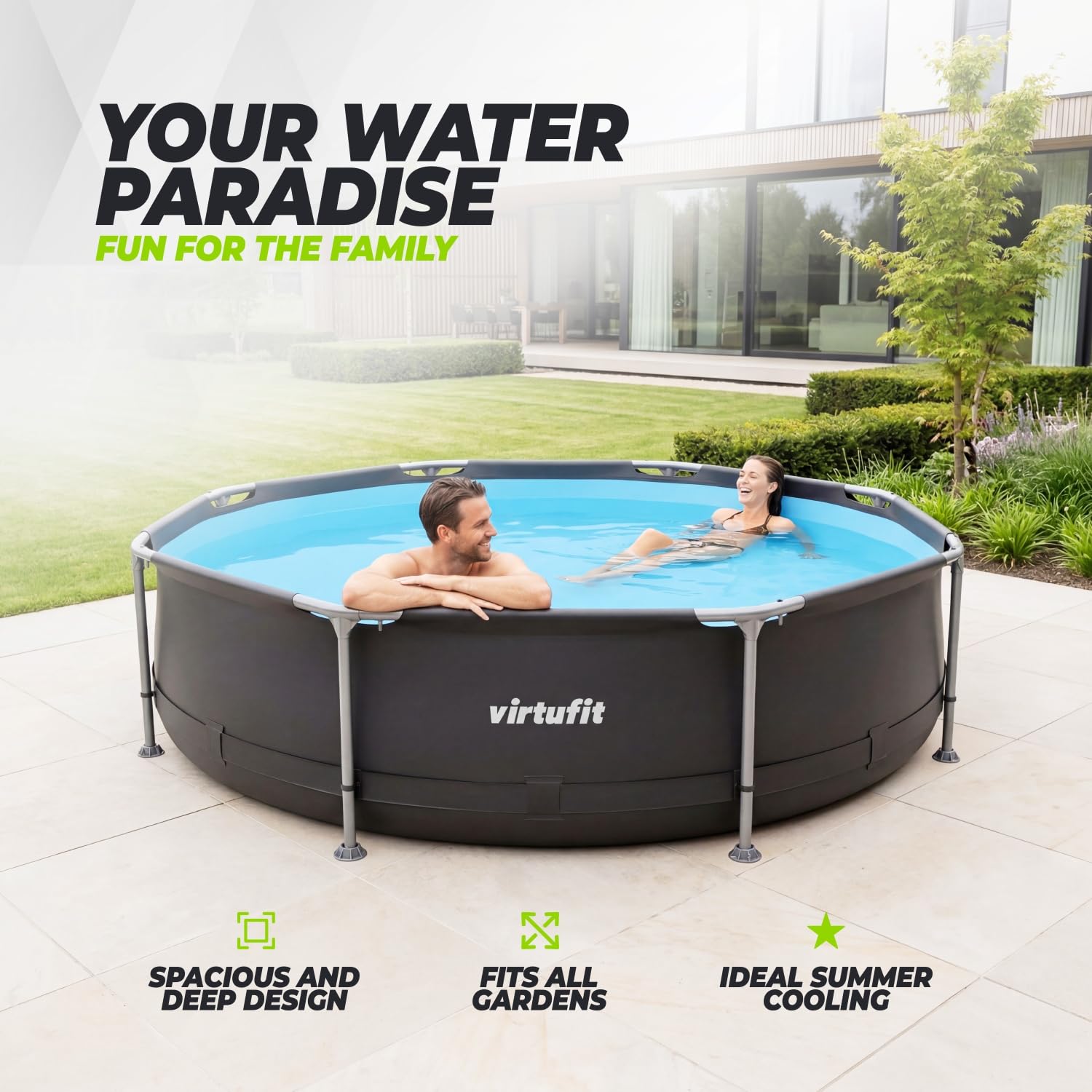 VirtuFit Rundpool Ø305 cm inkl. Filterpumpe Gartenpool
