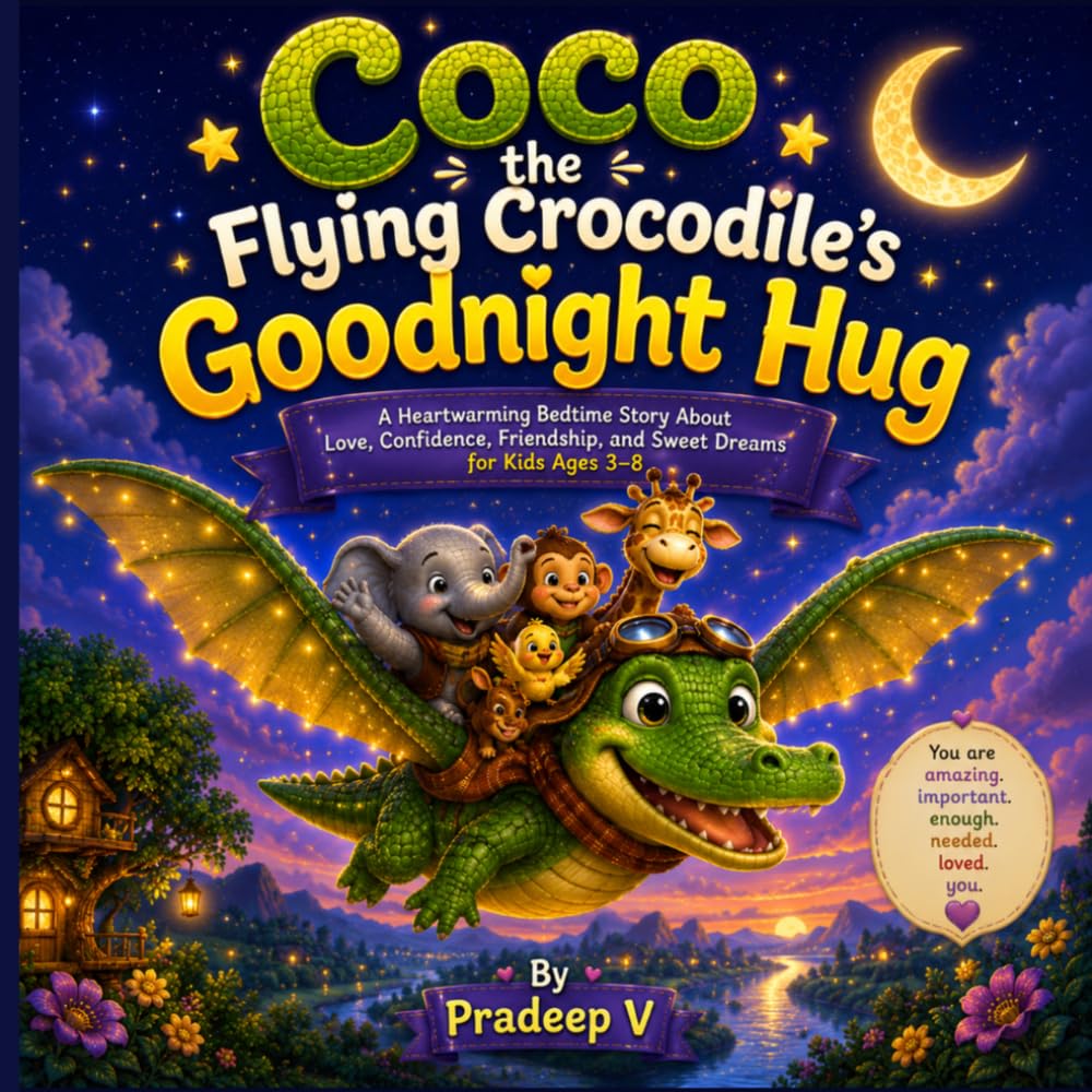 Coco the Flying Crocodile’s Goodnight Hug: A Heartwarming Bedtime Story About Love, Confidence, Friendship, and Sweet Dreams for Kids Ages 3–8