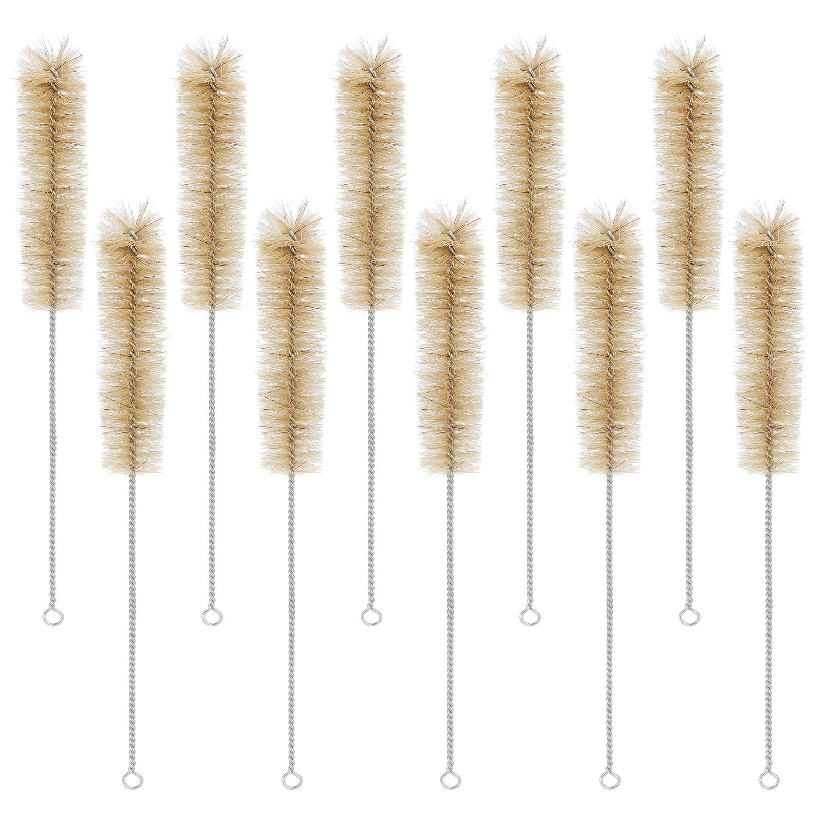 Boringlass 10-Piece Test Tube Brushes, Soft Bristles With Durable Handles For Laboratory, Glassware, Flasks, Beakers And Tubes (Size M)