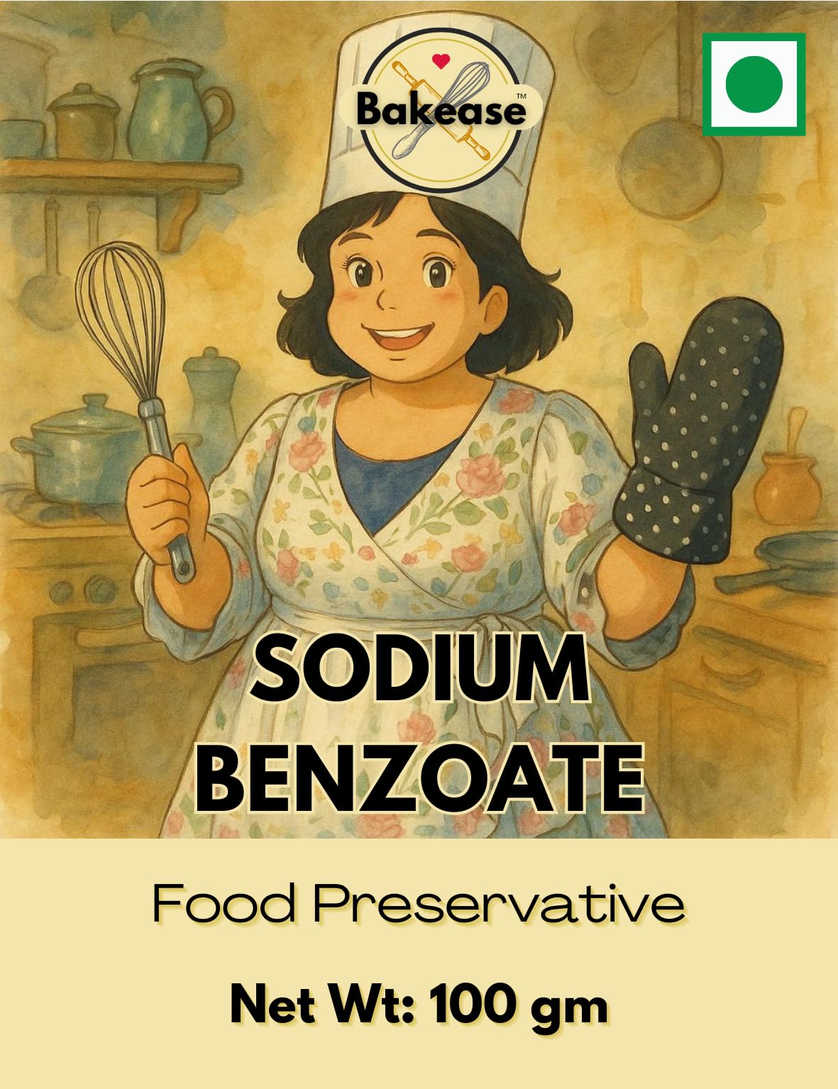 Bakease Sodium Benzoate 100g | Food Grade Preservative | Ideal for Beverages, Sauces & Baking Applications 1