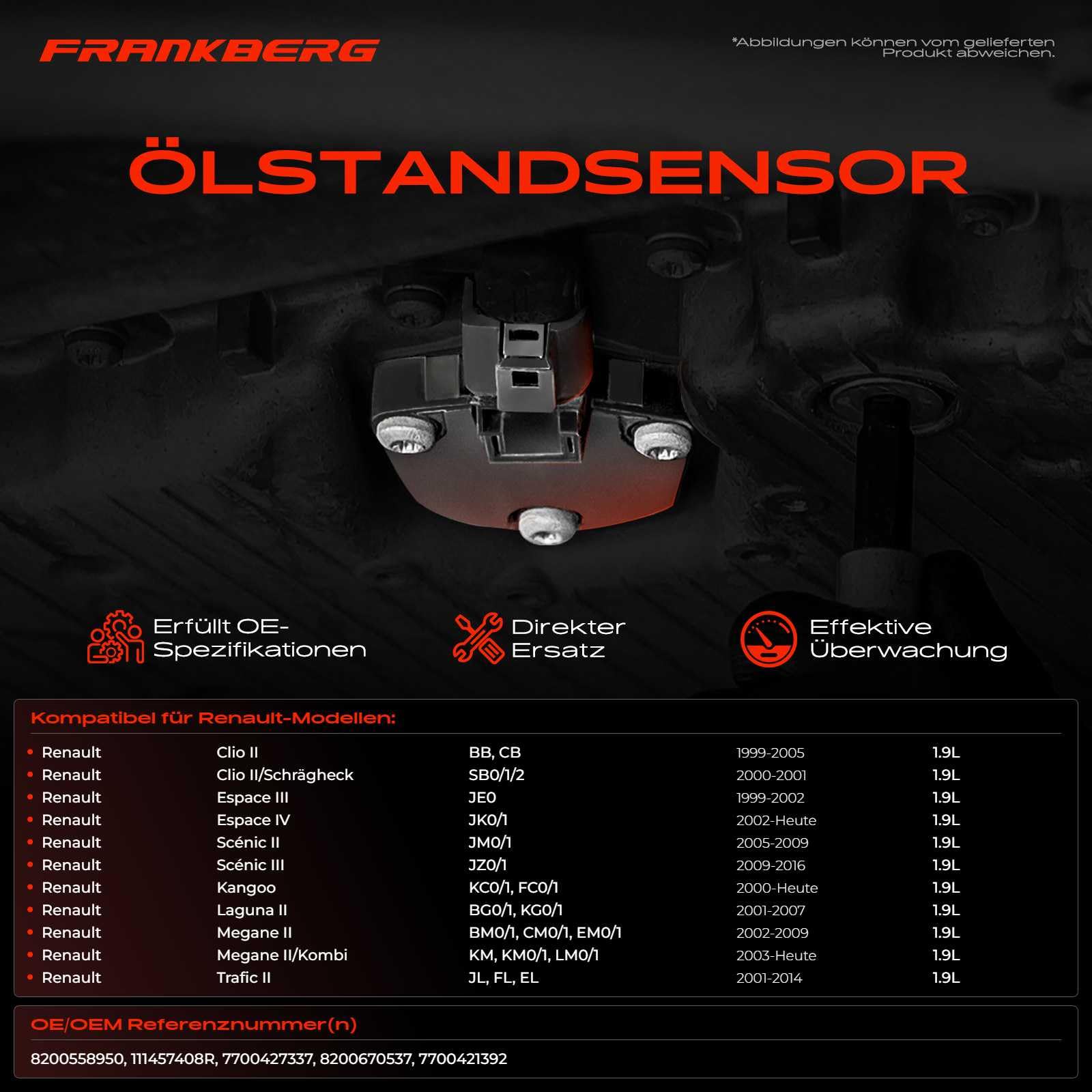 Frankberg Sensor de nivel de aceite 2 Polos Replace# 111457408R