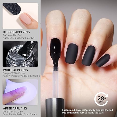 Miniatura 7 de GAOY Juego de 3 capas de gel de 0.5 fl oz, capa base y capa superior mate, paquete de combinación que no se limpia