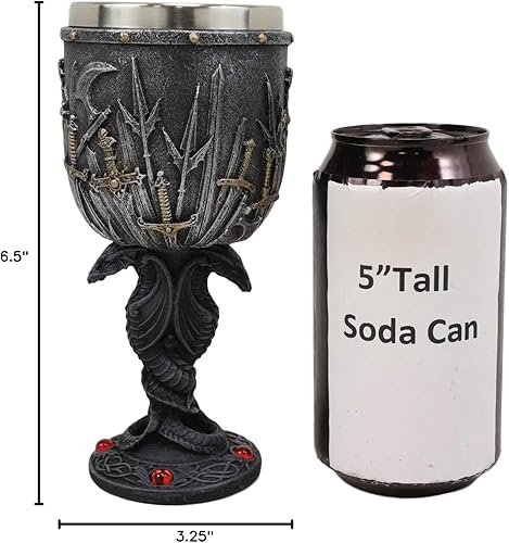 Miniatura 7 de Ebros - Espadas valyrias de hoja de acero y armería con dragones dobles entrelazados, copa de vino, cáliz de mazmorras y dragón, elixir renacentista