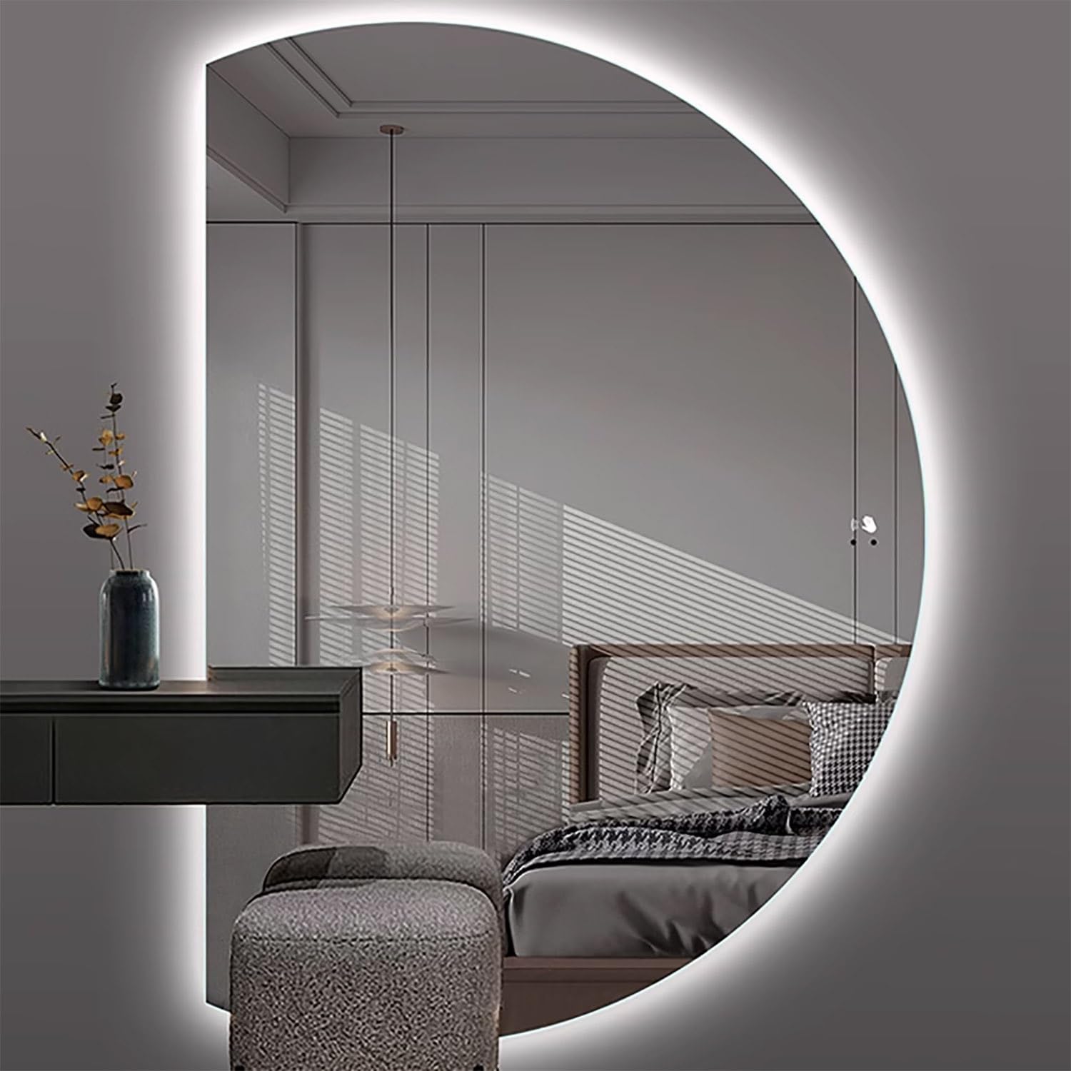 FGXHHS Backlit Makeup Mirror with Dimmable LED, Anti-Fog Touch, HD Explosion Proof, for Bathroom Decor