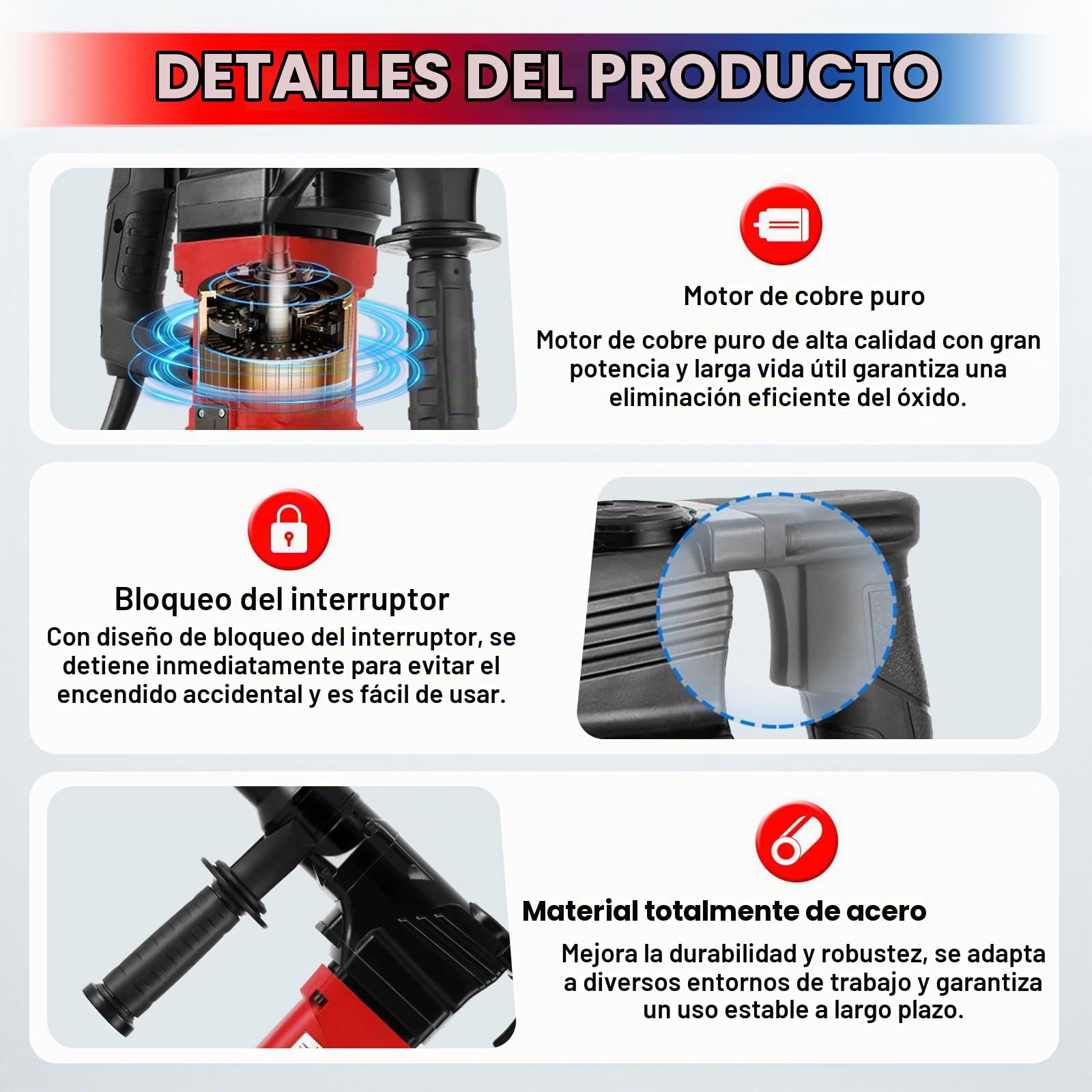 Pistola de Eliminación de Óxido Eléctrica, Limpiador y Removedor de Pintura, Limpiador de Escoria de Soldadura, Adecuado para Metalurgia, Construcción Naval, Cubierta y Otras Industrias 220v