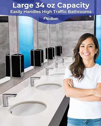 Miniatura 3 de Dispensador de jabón montado en la pared con gran capacidad de 34 onzas (paquete de 2) - Dispensadores de jabón de manos comerciales negros o