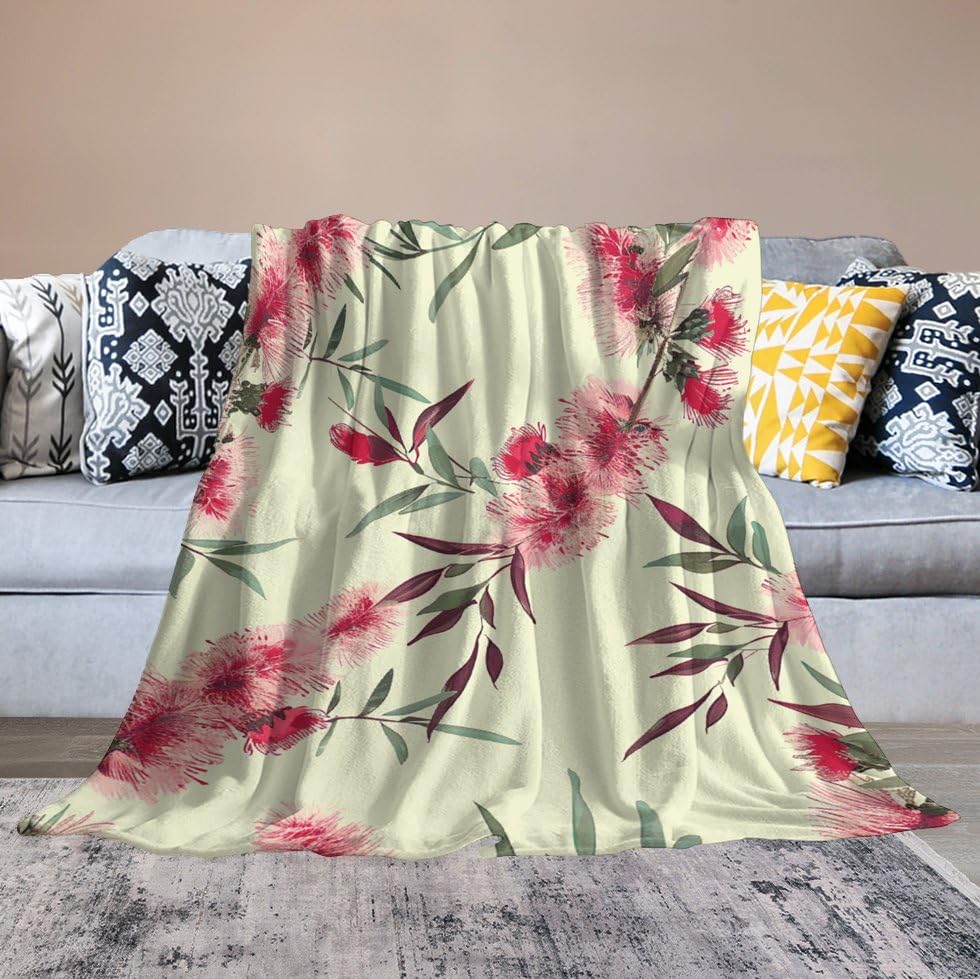 Couverture polaire et flanelle douce pour lit et salon design motif feuilles