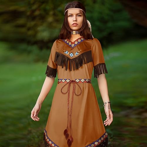 Miniatura 7 de Disfraz nativo de Halloween para mujer, disfraz de doncella india, princesa nativa, disfraz de cosplay