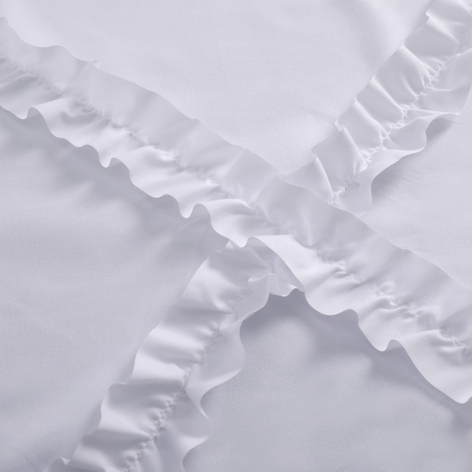 Cortina de ducha de tela con volantes blancos para baño, textura, estilo granjero, rústico, lavable, impermeable y lino, 71 x 71 pulgadas