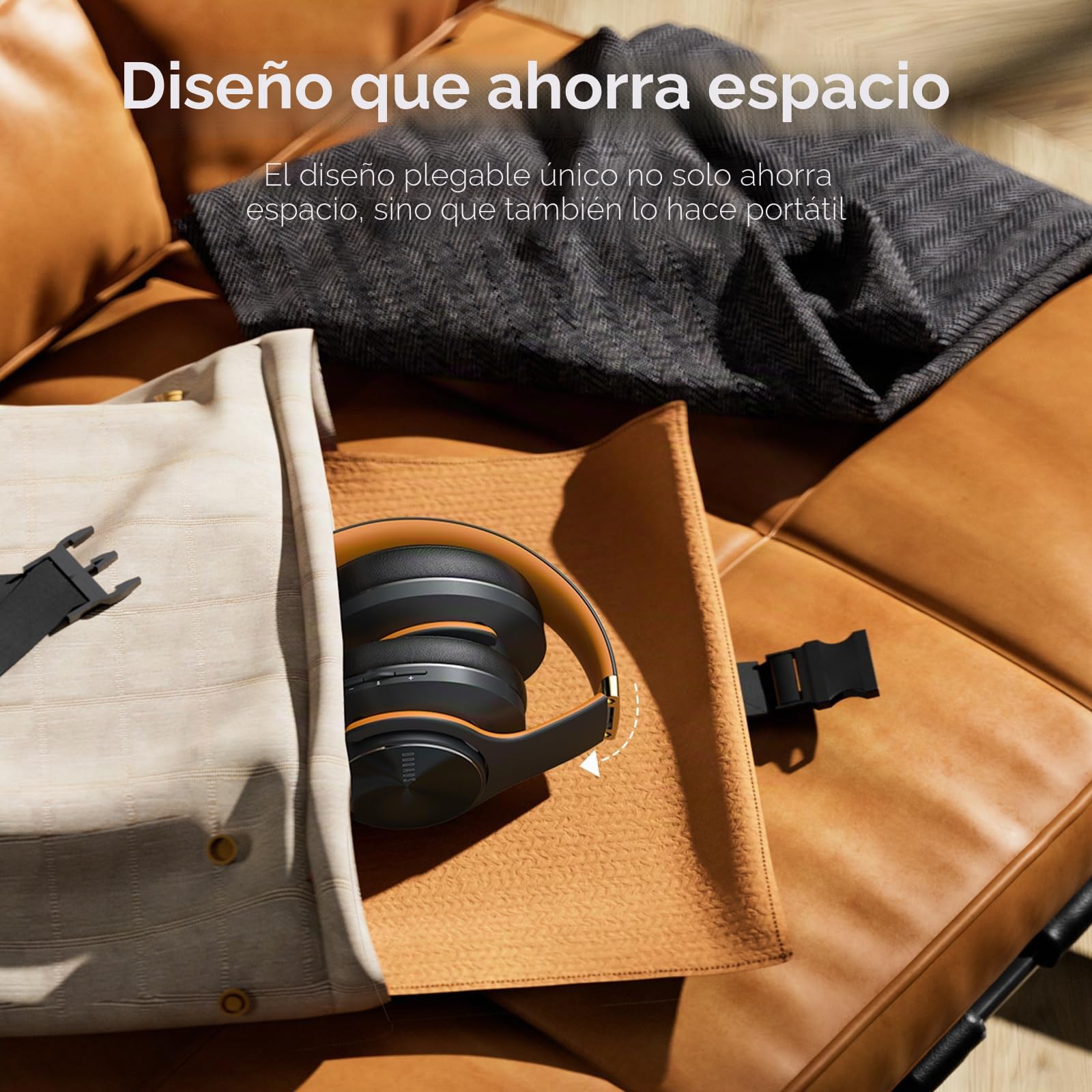 DOQAUS Auriculares Diadema[52 Hrs de Reproducir] Alta fidelidad Estéreo Cascos Inalámbrico Bluetooth con 3 Modo EQ,Micrófono Incorporado y Doble Controlador de 40 mm,para Móviles/PC/TV-Negro Marrón