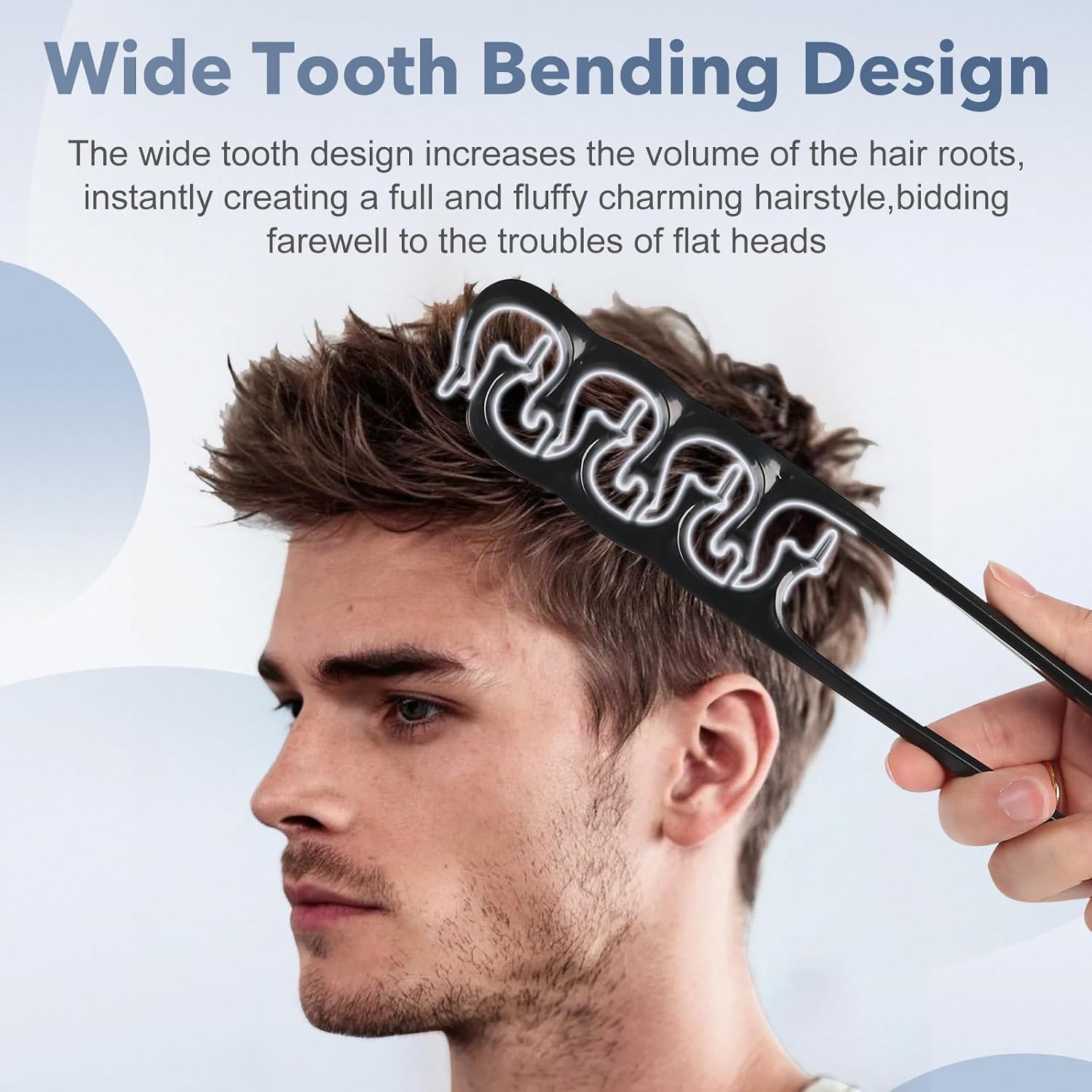 Texture Combs for Men and Women,Volumizing Wide & Fine Tooth Hair Styling Comb,Anti-Frizz Fluffy Hairbrush,Curly Hair Comb for Fluffy Volume,Suitable for All Hair Types (Grey & Black) image 3