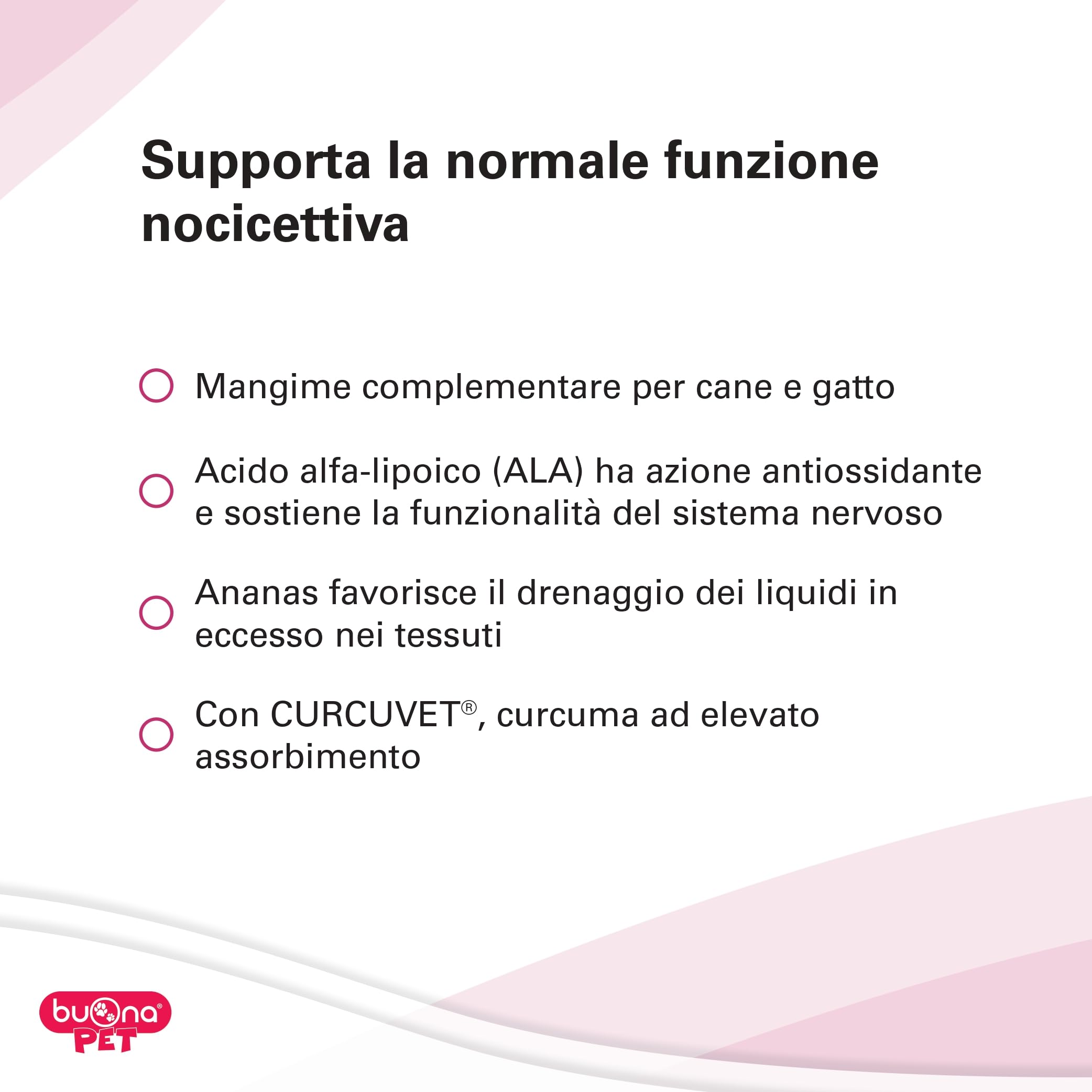Dolorina Buona Pet Mangime Complementare per Cani e Gatti Con Boswellia, Salice Bianco, Acido Alfa Lipoico, Semi di Canapa e Ananas, Supporto alla Funzione Nocicettiva, 100 Compresse Appetibili