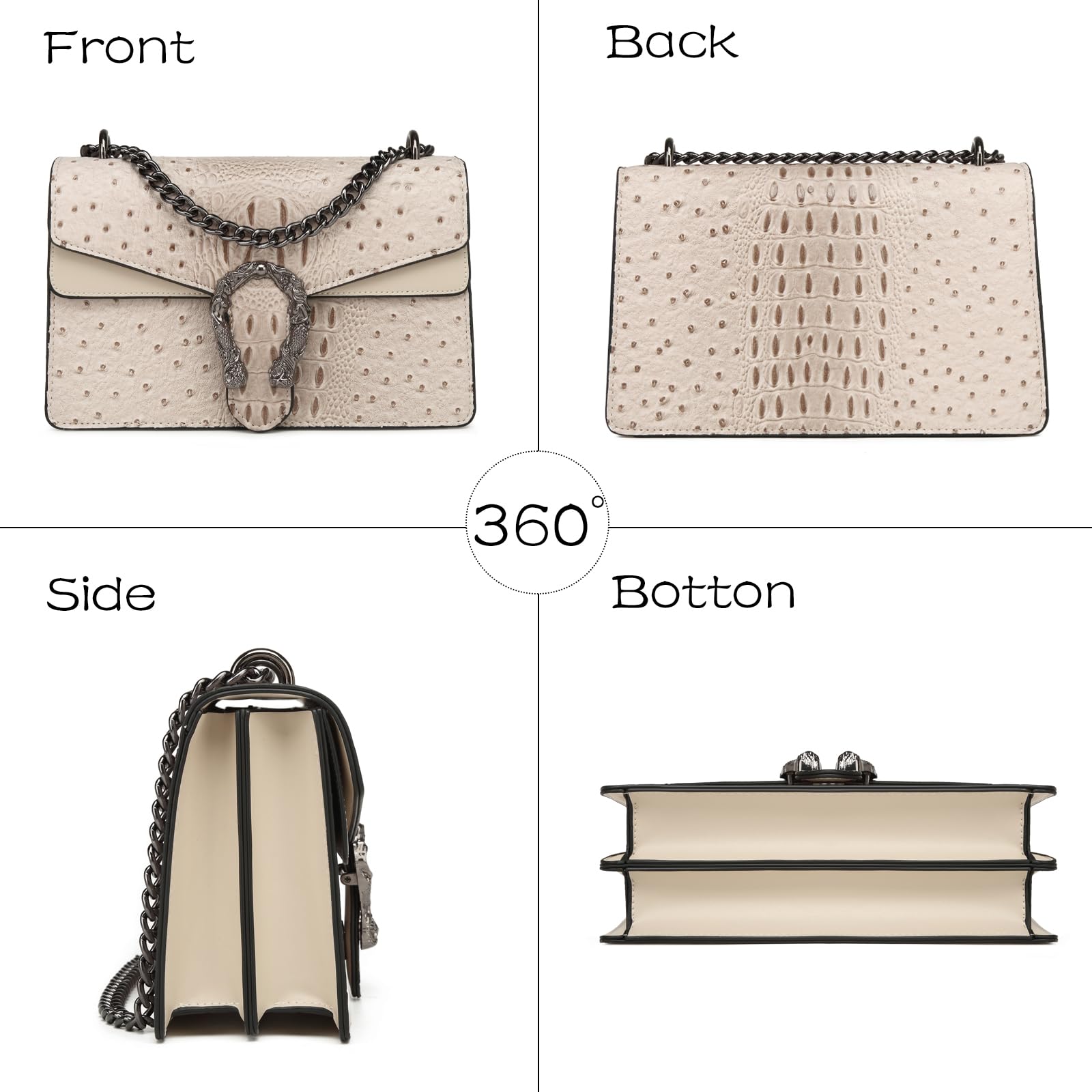 MYHOZEE Crossbody Bags for Women - Snake Printed Clutch Purses Leather Chain Shoulder Bags Evening Handbags