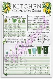 Kitchen Measurement Conversion Metric Conversion Chart for Cooking Measurement Poster (17) Canvas Painting Posters And Prints Wall Art for Living Room Bedroom Decor 12x18inch(30x45cm) Unframe-style