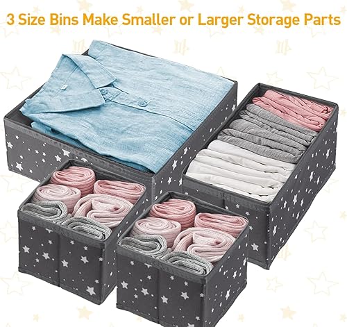 Miniatura 8 de Organizador de cajones, paquete de 8 organizadores de ropa interior, organizadores plegables de armario y separadores de cajones de almacenamiento