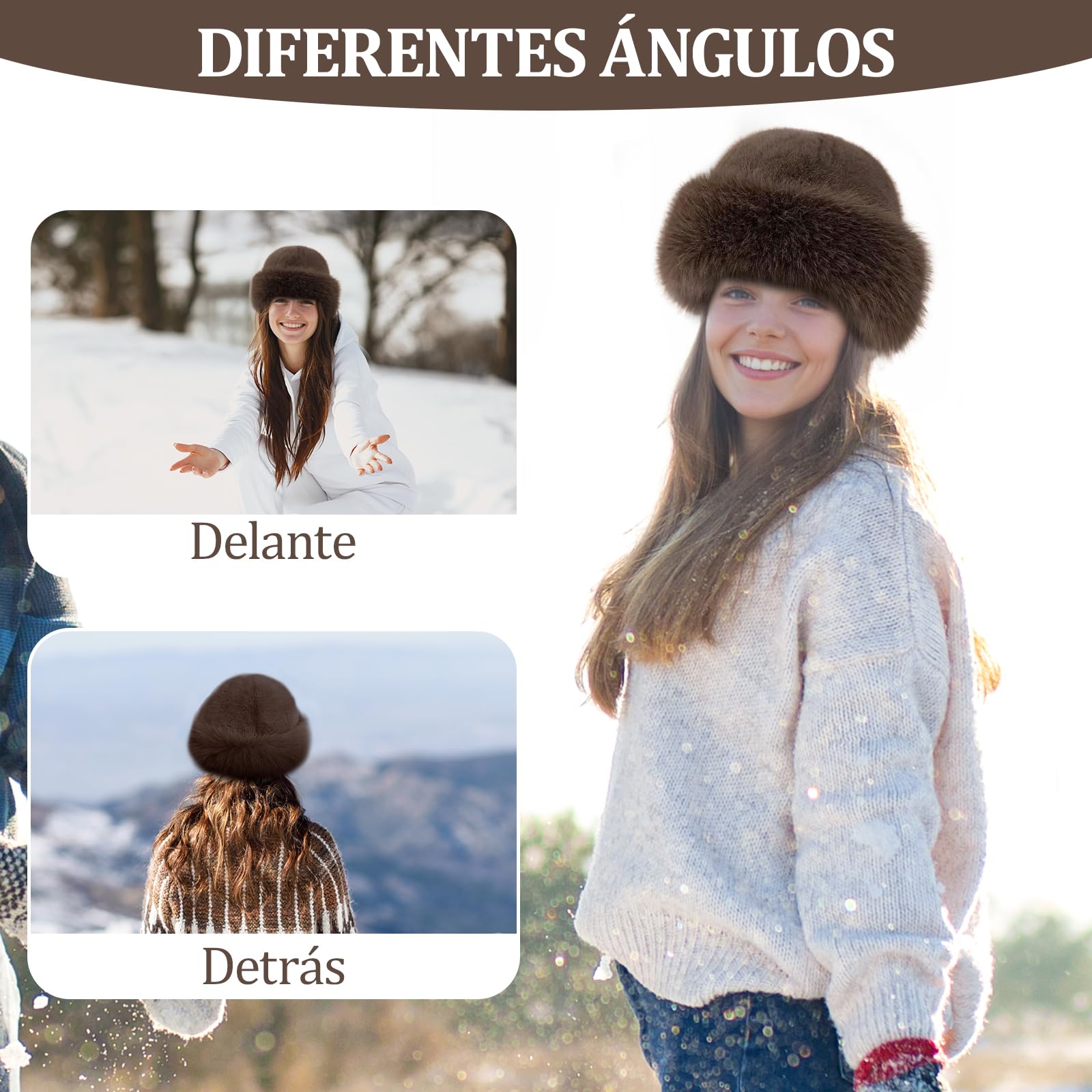 Gorro de Invierno para Mujer, Gorro Ruso para Deportes de Nieve