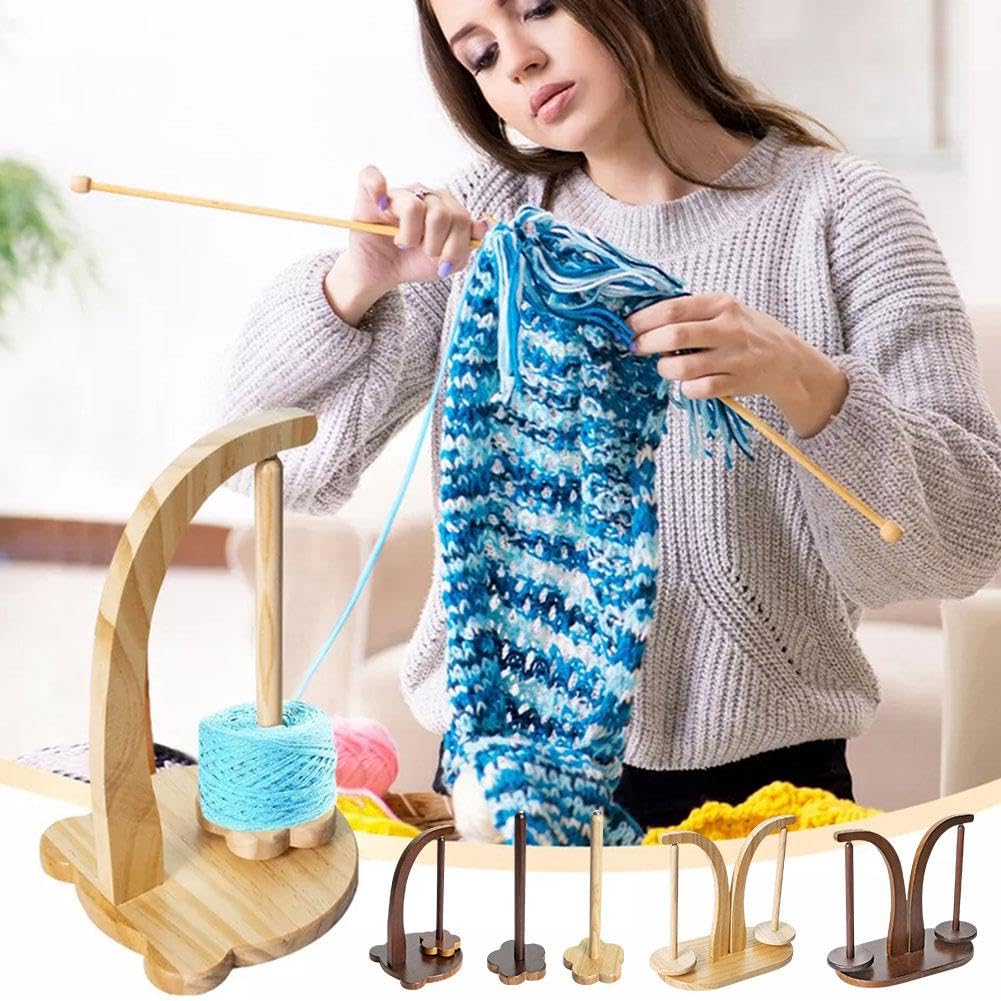 Porte-bobine Magnétique En Bois Pour Tricot Et Crochet - Support Tournant Avec Support Téléphone