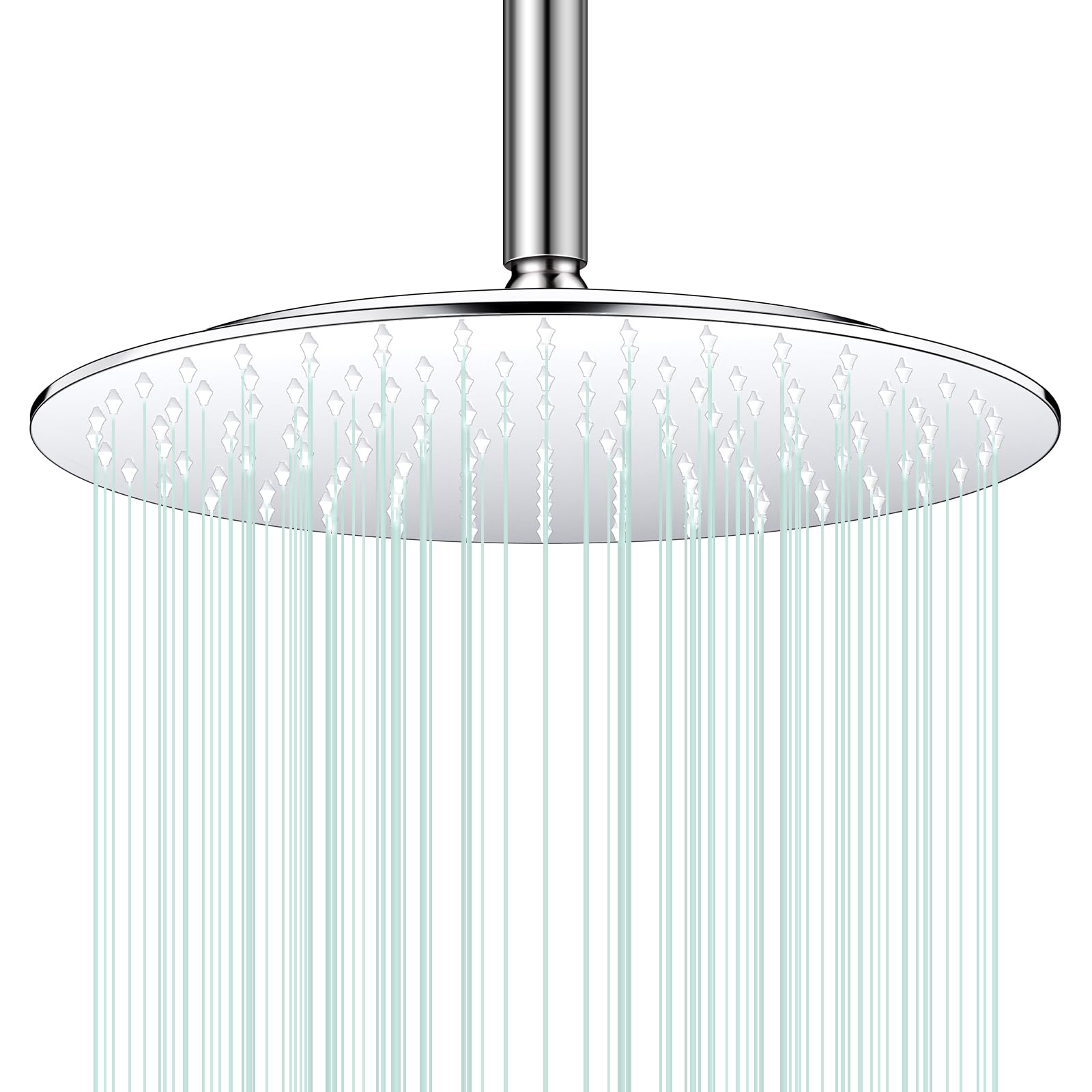 AULLEND - Cabezal de ducha de lluvia de 12 pulgadas, redondo de acero inoxidable grueso, cabezal de ducha cuadrado de alta presión, diseño ultrafino, conector giratorio con bola giratoria de latón
