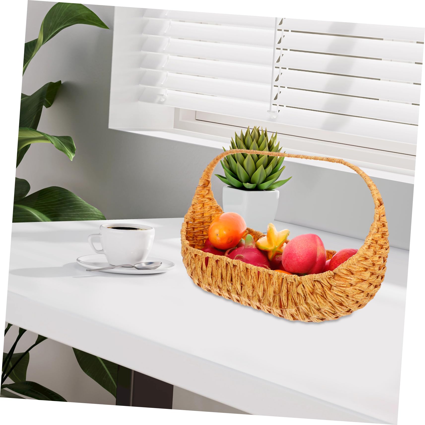 Ciieeo Cestino Da Picnic Intrecciato a Mano Cestino Multiuso Per Frutta E Verdura Organizer Portatile Per Raccolto Di Fiori Decorativo Per Uso Esterno