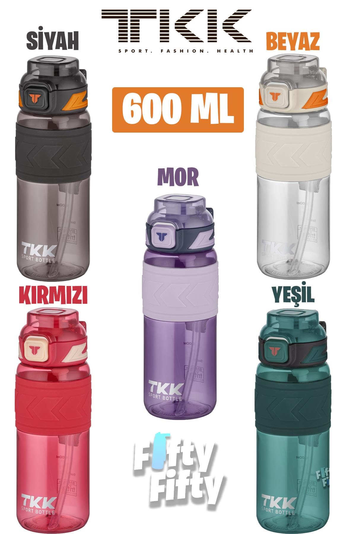 Vagonlife TKK 600 ML Çift Kullanım Pipetli/Rahat içim Bpa İçermeyen Tritan Su Matarası TKK600ML1019 Mor