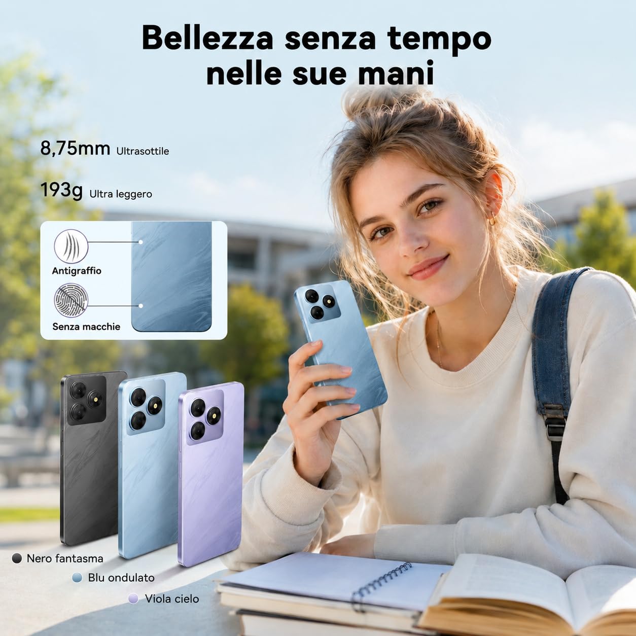 Smartphone Offerta Android, Batteria 5000mAh Telefono Cellulare, Smartphone 6.56 Pollici HD+, 6GB+64GB/TF 2TB Cellulari, Fotocamera 13MP+8MP, Telefoni 4G Dual SIM, Face ID/GPS, Garanzia 3 Anni, Nero