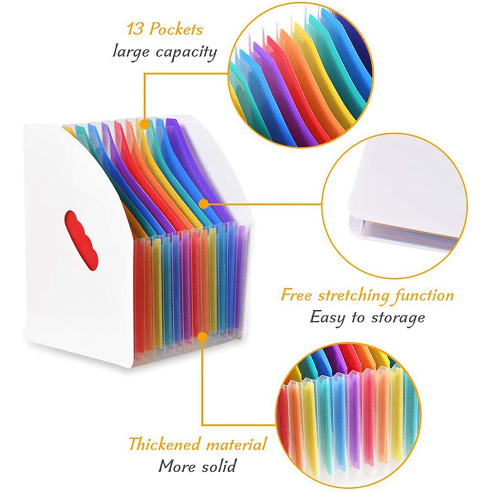 10X Carpeta de Archivos Expandible Carpeta de Pie A4 Organizador Vertical de Archivos Revista Cesta Escritorio 13 Bolsillos Soporte de Archivos