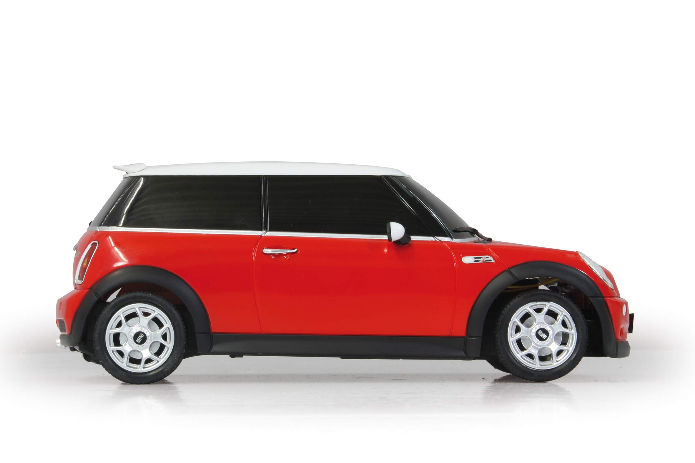 Jamara 404035 Mini Cooper Auto S 1:24 2,4 GHz oficjalnie licencjonowany, 1 godzina jazdy przy ok. 9 km/h, idealnie odtworzone detale, wysokiej jakości wykonanie, czerwony