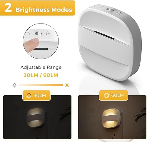 Miniatura 3 de L LOHAS LED Paquete de 4 luces de noche plegables enchufables, luces nocturnas enchufables a la pared con Sesnor del atardecer al amanecer, 2