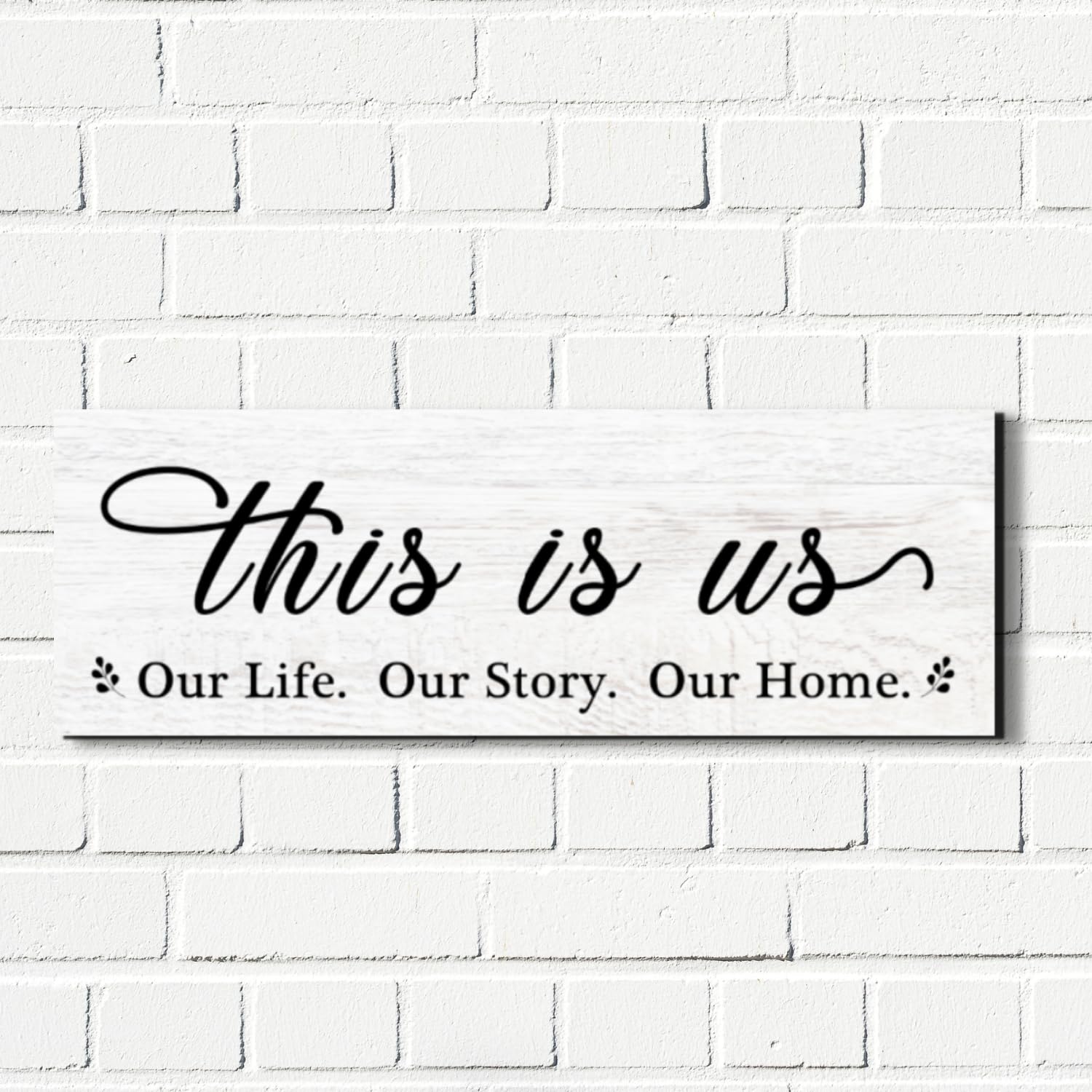 COLOR VALLEY ART This is Us Wooden Wall Sign Family Wall Plaque Art with Quotes for Living Room Bedroom Kitchen Christmas Decorations (4.7 x 13.7 inch, White)-image-6