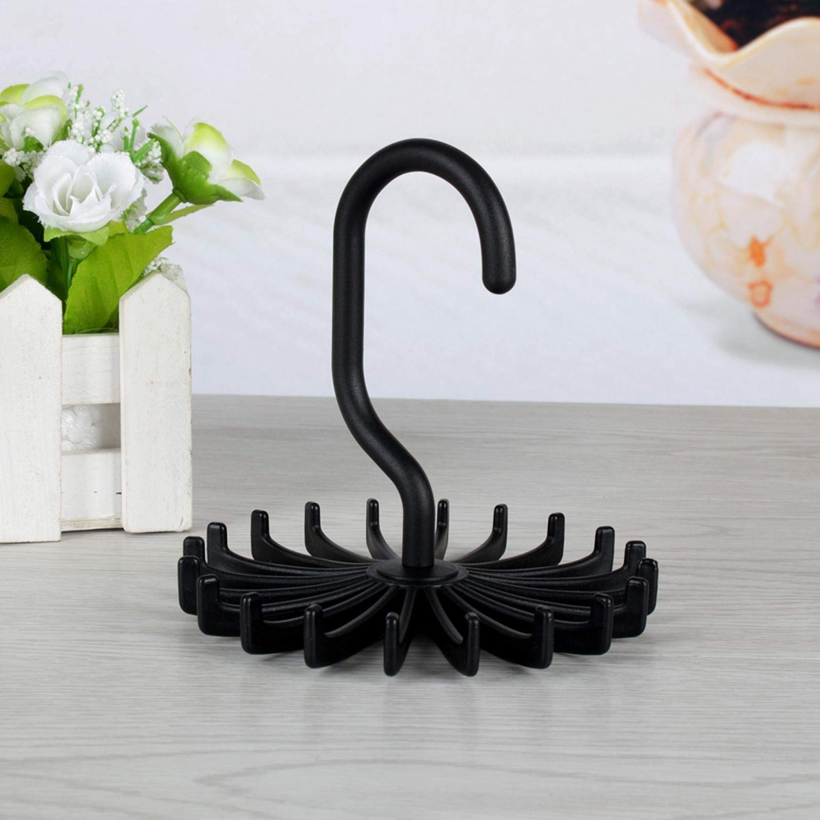 OUKENS Tie Rack Tie Rack Hanger, Space Saving Adjustable Rotating Scarf Tie Belt Hanger Holder with 20 Hooks