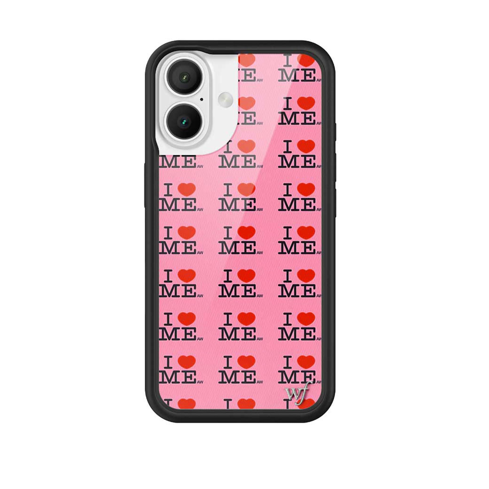 Wildflower Cases - Compatible with iPhone 16 | Protective Black Bumper, 6.5ft Drop Test Certified, Women Owned Small Business | Pink Hearts Love