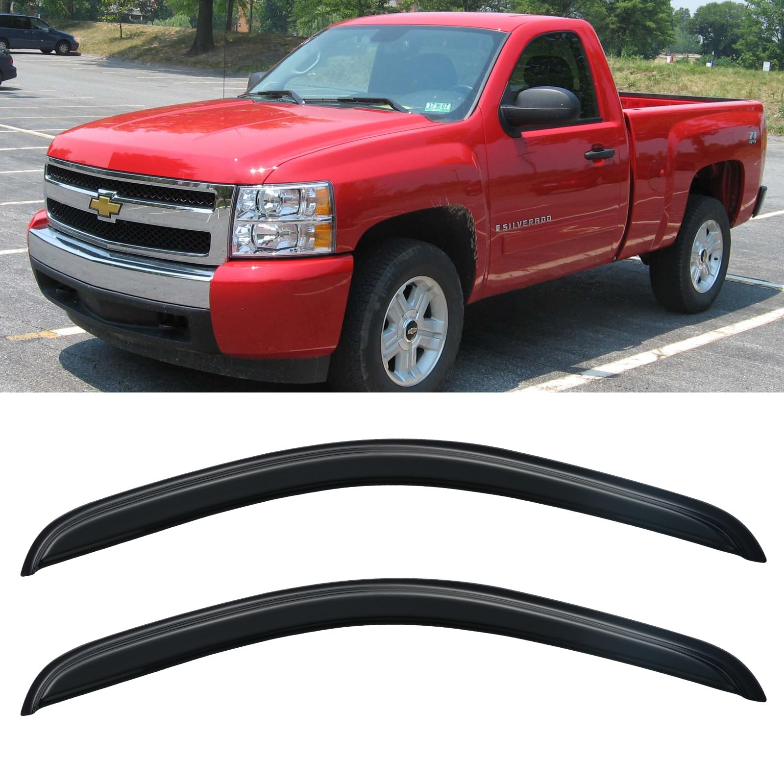 Window Visors Rain Guards for 2007-2013 Chevy Silverado/GMC Sierra 1500 Regular Cab, Window Vent Wind Deflectors Shades for 07-14 Silverado/Sierra 2500HD 3500HD Standard Cab