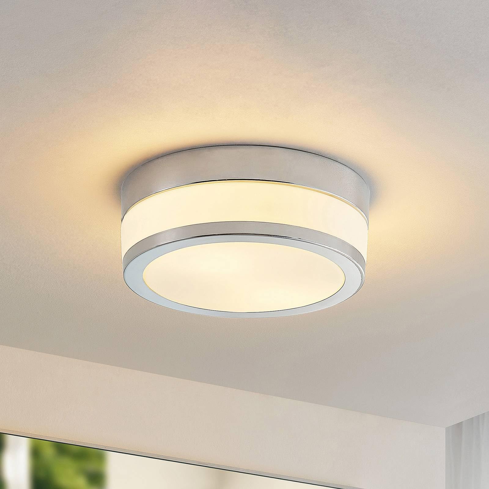Lindby Deckenlampe Badezimmerlampe, spritzwassergeschützt IP44 Badlampe Deckenleuchte Badleuchte ø 23 cm 230V 2xE27 max. 60W ohne Leuchtmittel