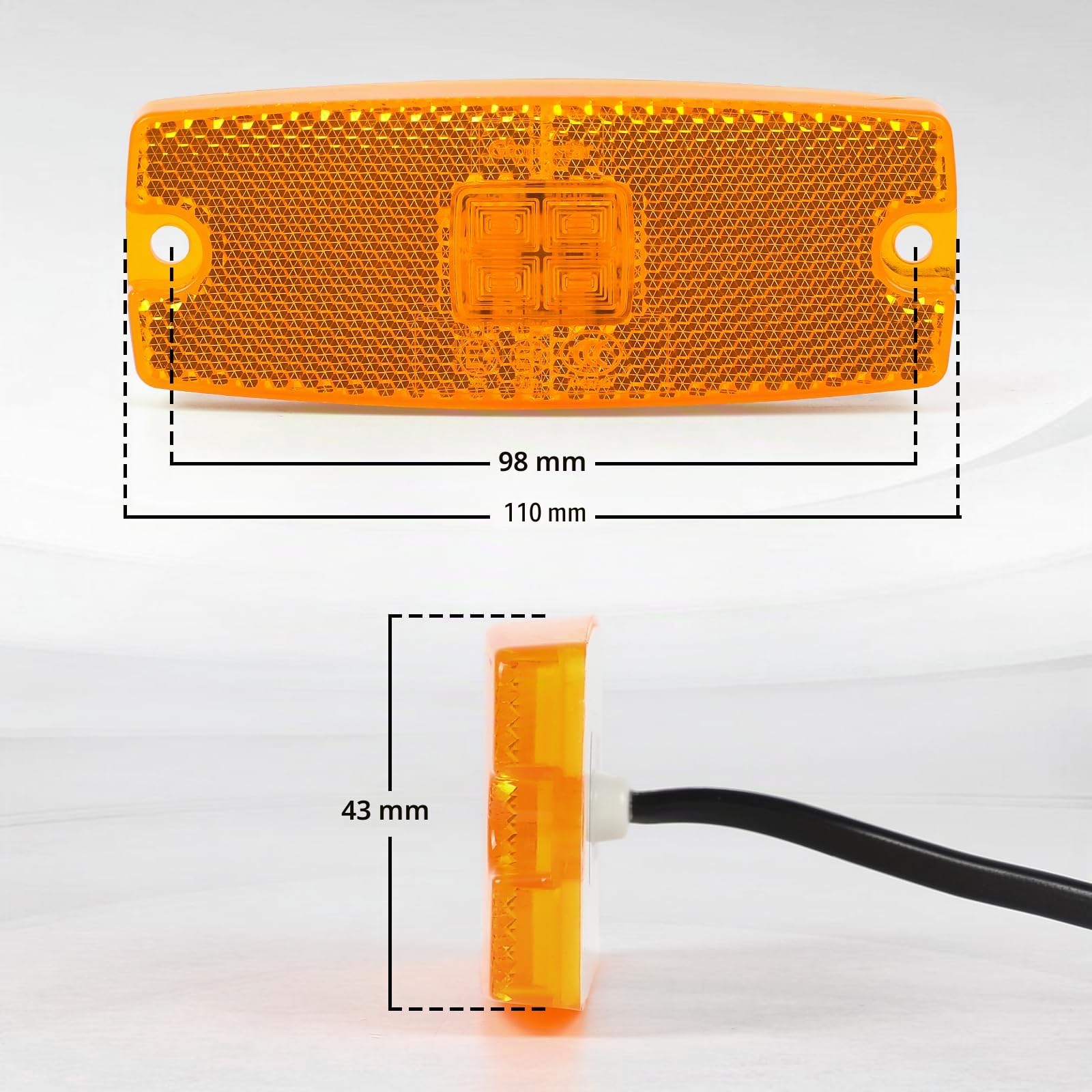 AOHEWEI 4 x Gelb LED Seitenmarkierungsleuchten Lkw Markierungsleuchten Pkw Anzeige Positionsleuchte Lampe Vorderseite mit Reflektor für Anhänger Van Wohnwagen 10~30V ECE-genehmigt