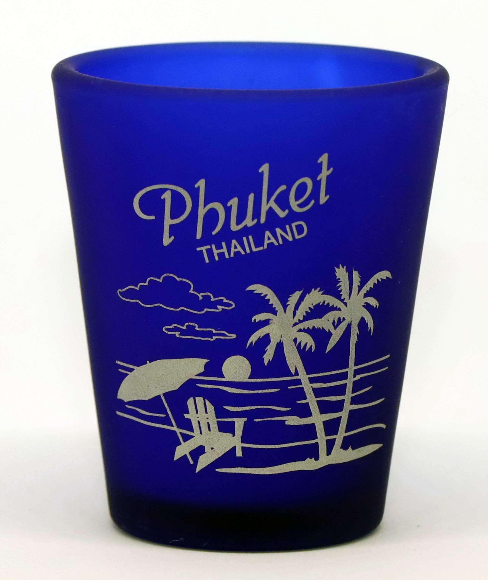 Phuket Thailand Cobalt blue Frosted Shot Glass